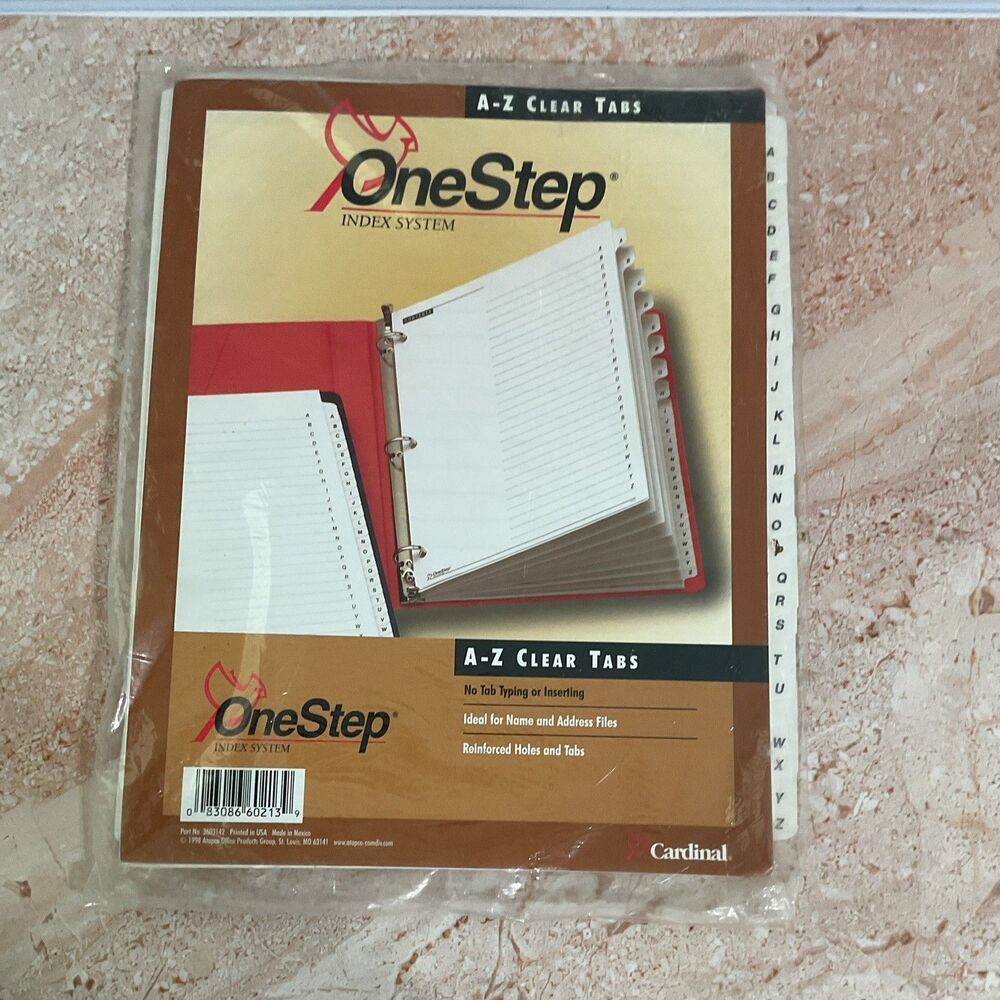 One step Index System A-Z Clear Tabs or Inserts.no Tab Typing Or Inserts